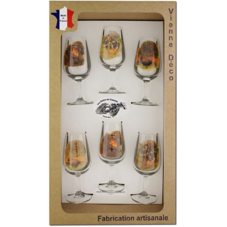 Coffret 6 verres à Vin INAO Sérigraphiés (Chasseurs Poils)