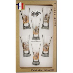 Coffret 6 verres à Pastis Sérigraphiés (Chasseurs Plumes)