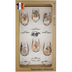 Coffret 6 verres à Vin INAO Sérigraphiés (Chasseurs Plumes)