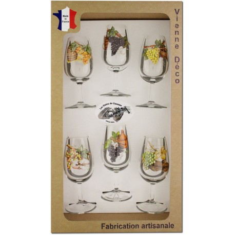 Coffret 6 verres à Vin INAO Sérigraphiés (Grappes)