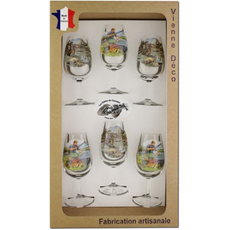 Coffret 6 verres à Vin INAO Sérigraphiés (Pêcheurs)