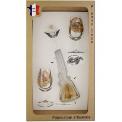 Coffret 2 verres à Vin INAO + Bouteille Fusil Sérigraphiés (Gibiers Poils)