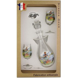 Coffret 2 verres à Vin INAO + Carafe Sérigraphiés (Pêche à la Carpe)