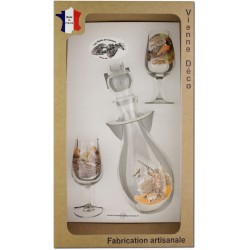 Coffret 2 verres à Vin INAO + Carafe Sérigraphiés (Chasseurs Plumes)