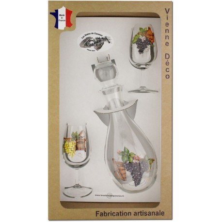 Coffret 2 verres à Vin INAO + Carafe Sérigraphiés (Grappes)