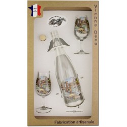 Coffret 2 verres à Vin INAO + Bouteille Vin Blanc/Rosé Sérigraphiés + Bouchon (Pêche à la Truite)