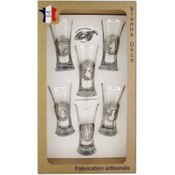 Coffret 6 verres à Pastis Décor Etain (Gibiers)