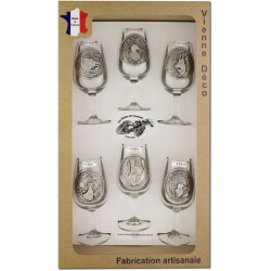 Coffret 6 verres à Vin INAO Décor Etain (Gibiers)